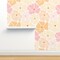 Retro Floral Pink Yellow Orange Pastel Flowers Custom Pre-pasted Wallpaper by Spoonflower Pre-Pasted Wallpaper 2FT Wide
